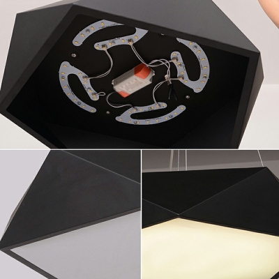 Pentagon Shape Pendant Lamp Macaron Metal LED Hanging Light with Arcylic Shade for Kitchen