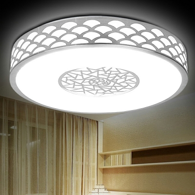 Silver Minimalismo Style Round LED Ceiling Light Acrylic Flush Light for Dinning Room in White Light