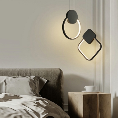 Simple LED Pendant Postmodern Bedroom Metal with 71 Inchs Height Adjustable Cord Hanging Lamp