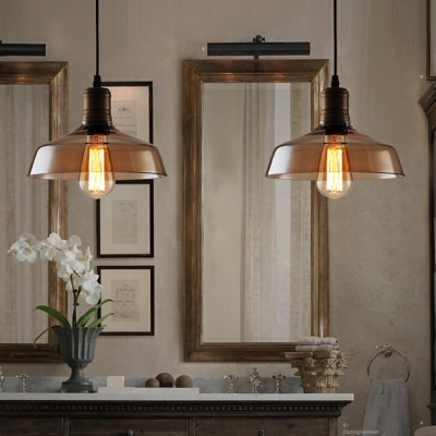 Single-Bulb Glass Pendant Light Fixture Industrial Style Hanging Lighting for Kitchen Island