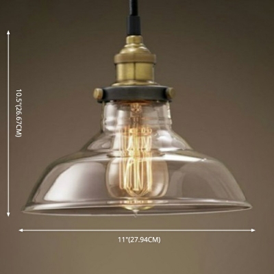 Single-Bulb Glass Pendant Light Fixture Industrial Style Hanging Lighting for Kitchen Island