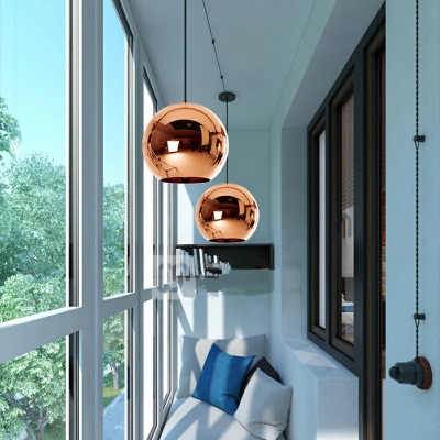 Single Head Mirrored Glass Pendant Light Globe Shade for Bar Shopwindow