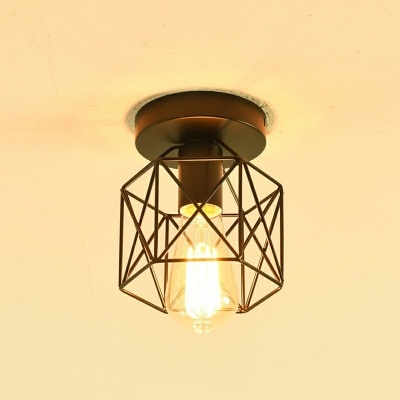 Single Iron Semi Flush Ceiling Light 7