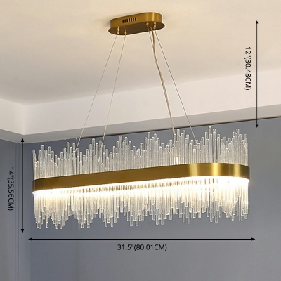 Tubular Pendant Chandelier Contemporary Crystal LED Gold Hanging Light Fixture in 3 Colors Light
