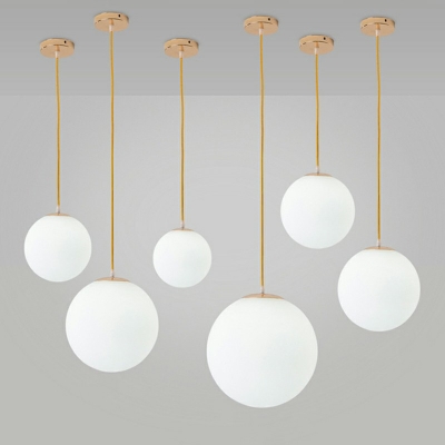 White Glass Ball Mini Hanging Lamp 1 Head Post Modern Pendant Lighting with 39