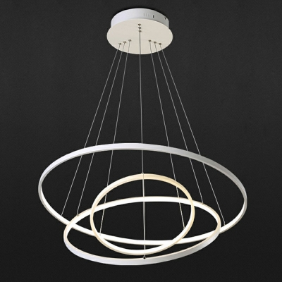 White Multi Ring Hanging Ceiling Light Modernism Metal Led Pendant Light in Warm Light