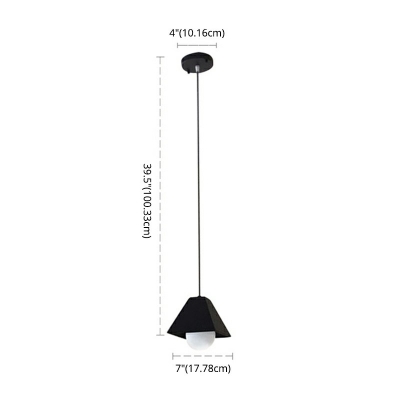 1-Light Hanging Pendant Lamp Macaron Metal Light Pyramid Shape for Dining Room Kitchen