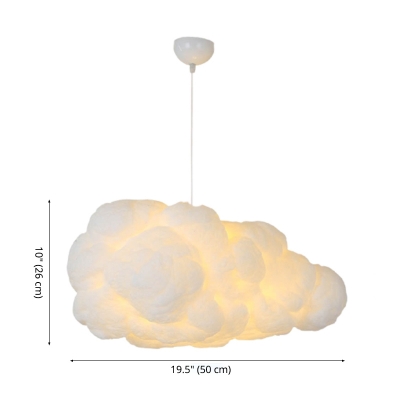 2-Light Pendant Chandelier Artistic Cloud Cotton Fixtures for Restaurant