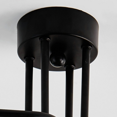 4 Light Semi Flush Mount Industrial Style Sputnik Metal Ceiling Light in Black