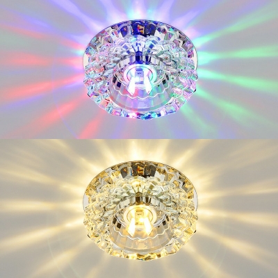 Chrome Round Flush Mount Light Modern Clear Crystal Light Fixtures  4