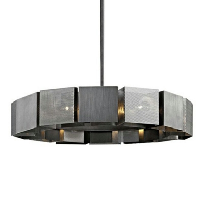 Contemporary Black Circle Chandelier Metal Shade Pendant Light for Living Room