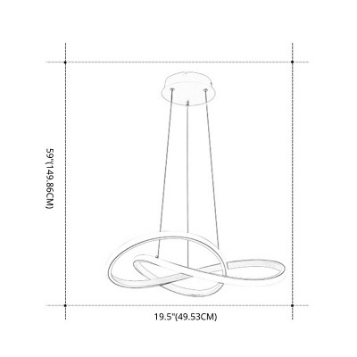 Contemporary Minimalism Aluminum Curves Chandelier Hanging Lamp for Living Room