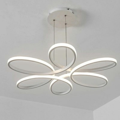 Flower Hanging Pendant Light Contemporary Metal Chandelier Pendant Light in White with 47 Inchs Height Adjustable Cord