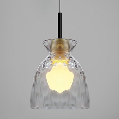 Geometric Pendant Light Designers Style Water Glass Single Head Drop Light in Wood for Kitchen