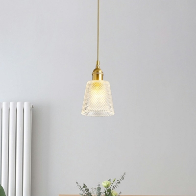 Glass Barrel Ceiling Light in Brass Contemporary Pendant Lamp Fixture for Living Room