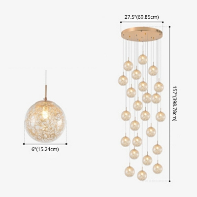 Glass Lantern Pendant Light with Golden Finish Contemporary Ceiling Light for Stairs