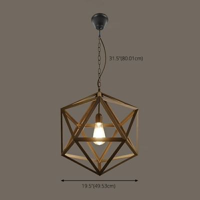 Industrial Modern Geometric Black Cage Pendant Light Iron 1-Light Pendant Lighting for Kitchen
