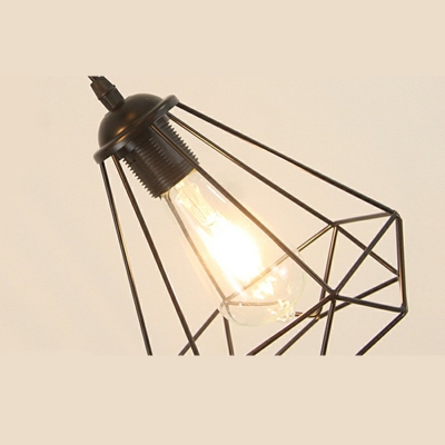 Industrial Retro Cage Multi Light Pendant Metal 3 Light Hanging Lamp in Black for Dinning Room