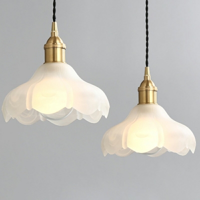 Industrial Style Pendant Light Glass 1 Light Hanging Lamp in White