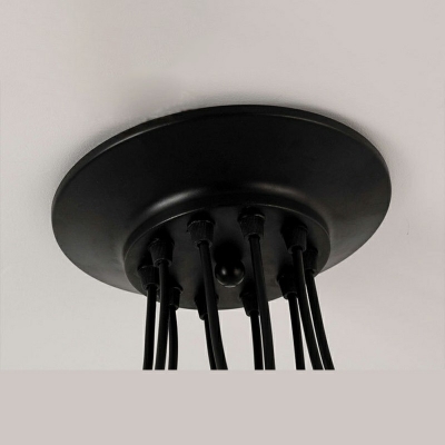 Industrial Style Spider Multi-Light Pendant Light Metal 10 Head Hanging Lamp in Black