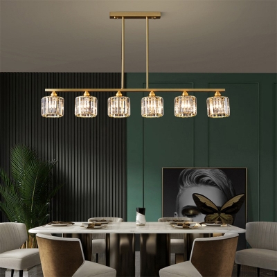 Light Luxury Crystal Island Light Copper Pendant Lamp for Dining Room Restaurant