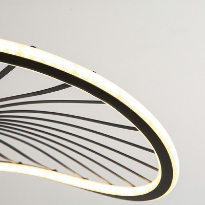 Minimalist Black 1 Head Sector Shaped Acrylic LED Pendant Lighting for Dining Room