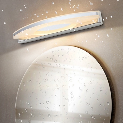Modern Chrome Vanity Light Fixture Arc Shape Vanity Sconce in Warm Light for Bathroom