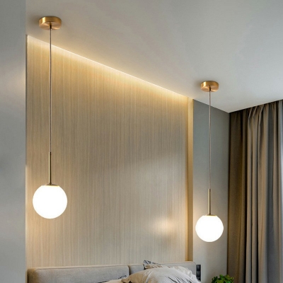 Modern Fashion Globe Hanging Lamp Milky Glass Suspension Pendant Light for Slepping Room