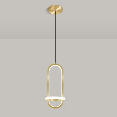 Modern LED Black/Gold Down Lighting Elliptical Shape Pendant Light Metal Hanging Light for Living Room