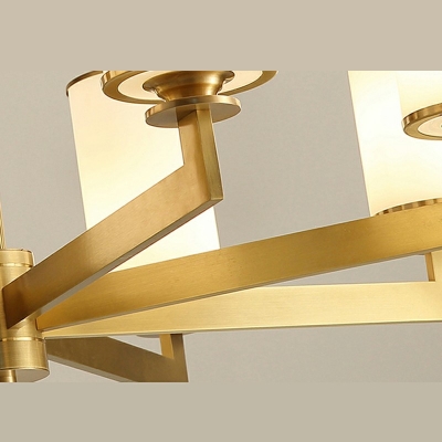 Modern Metal Radial Pendant Light Cylindrical Glass Shade Chandelier Lighting for Bedroom