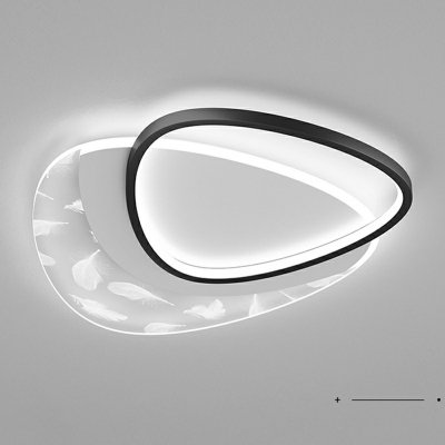 Modern Simplicity Oval Feather LED Ceiling Lamp Metal Indoor Flush Mount with Acrylic Shade