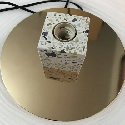 Nordic Living Room Square Pendant Cement Shade Single Light Hanging Lamp 12 Inchs Wide in Brass