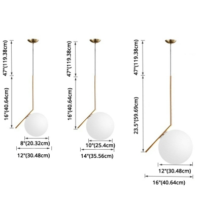 Nordic Simple Style Spherical Pendant Light Fixture White Glass 1-Bulb Restaurant Hanging Ceiling Light