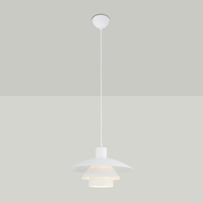 Nordic Style Layered Design Cafe Shop Suspended Hanging Light Fixture in Pure White