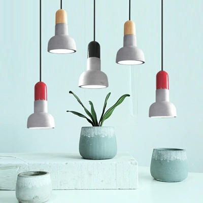 Nordic Style Pendant Light 5.5 Inchs Wide 1-Blub Cement and Metal Hanging Lamp