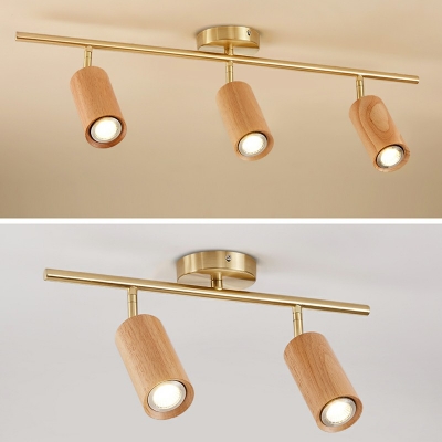 Nordic Style Solid Wood Track Lighting Kits Surface Mounted Dining Room Living Room