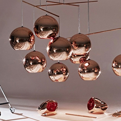 Pendulum Shape Mini Pendant Minimalist Glass 1 Head Art Deco Ceiling Pendant Lamp in Copper