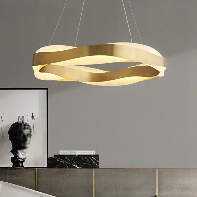 Postmodern Gold Loop Chandelier Lighting LED Acrylic Hanging Light for Dining Room