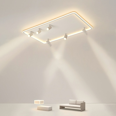 Rectangle Shade Flush Mount Macaron Ultra Thin LED with Spotlight Flush Ceiling Light White Light
