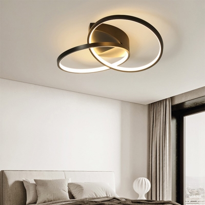 Simplicity Linear Design Semi-Flushmount Light Modern Double Ring in White Light Arcylic LED Ceiling Light
