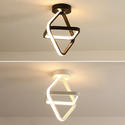 Simplicity Linear Design Semi-Flushmount Light Modern Metal LED Silica Gel Shade Ceiling Light