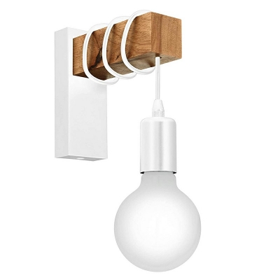 Single Light Simplicity Wooden with Open Bulb Design Cafe Shop Restaurant Wall Sconce