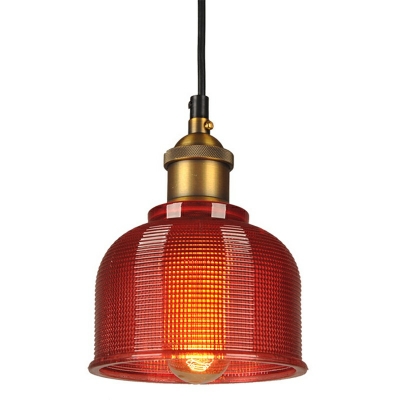 1 Head Modern Bowl Pendant Light Red/Blue/Orange Glass Hanging Lamp for Bar Kitchen