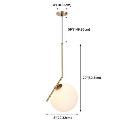 1 Light  Pendant Light for Bedroom Minimalist  Design Hanging Lamp White Glass Shade