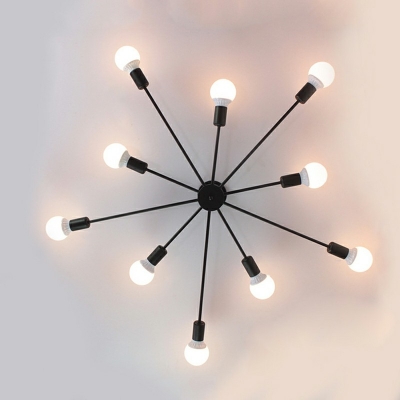 10 Light Metal Semi Flush Mount Industrial Sputnik Ceiling Lighting