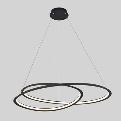 Black Multi Ring Hanging Ceiling Light Modernism Metal Led Pendant Light Warm Light for Home