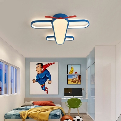 Boy Bedroom Creative Blue LED Flush Ceiling Light Acrylic Cartoon Airplane Ceiling Lamp