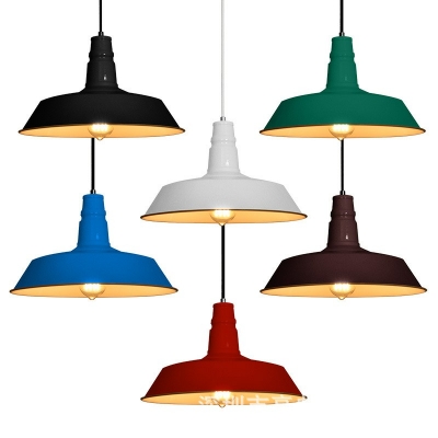 Colorful Industrial Style LED Pendant Lighting in Warehouse Shape with 39.5 Inchs Height Adjustable Cord