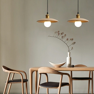 Contemporary Bowl Wood Shade Hanging Light Kitchen Pendant Light Fixtures