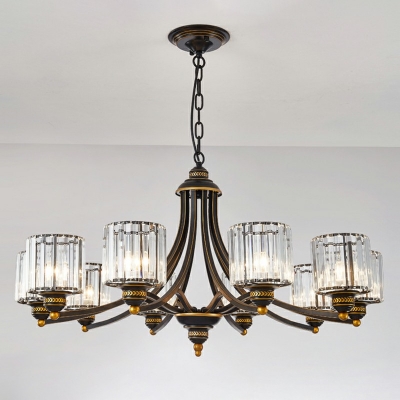 Contemporary Clear Crystal Chandelier Light Cylinder Hanging Lamp Kit Fixture for Living Room